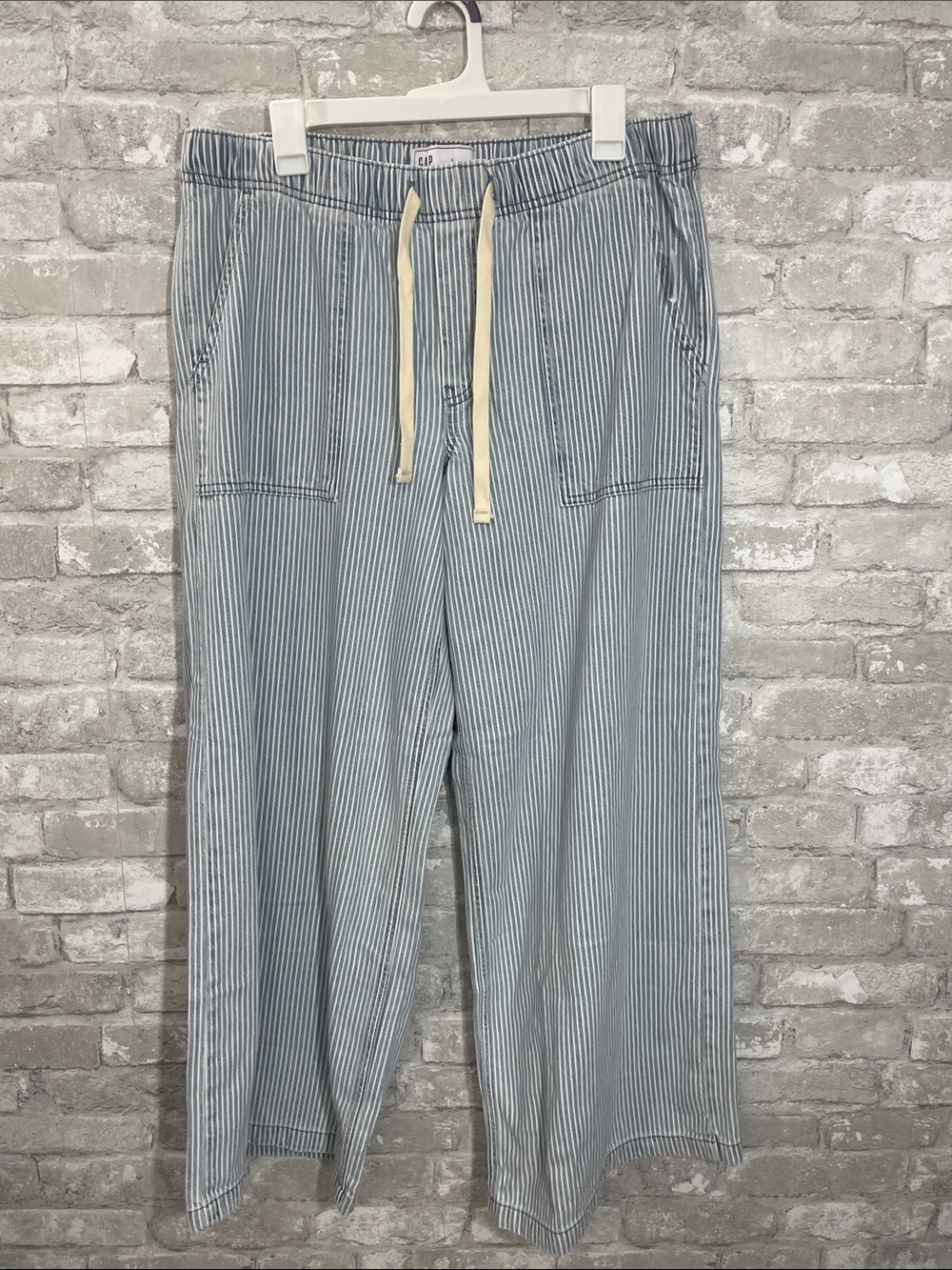 GAP Blue Railroad Stripe Baggy Easy Jeans